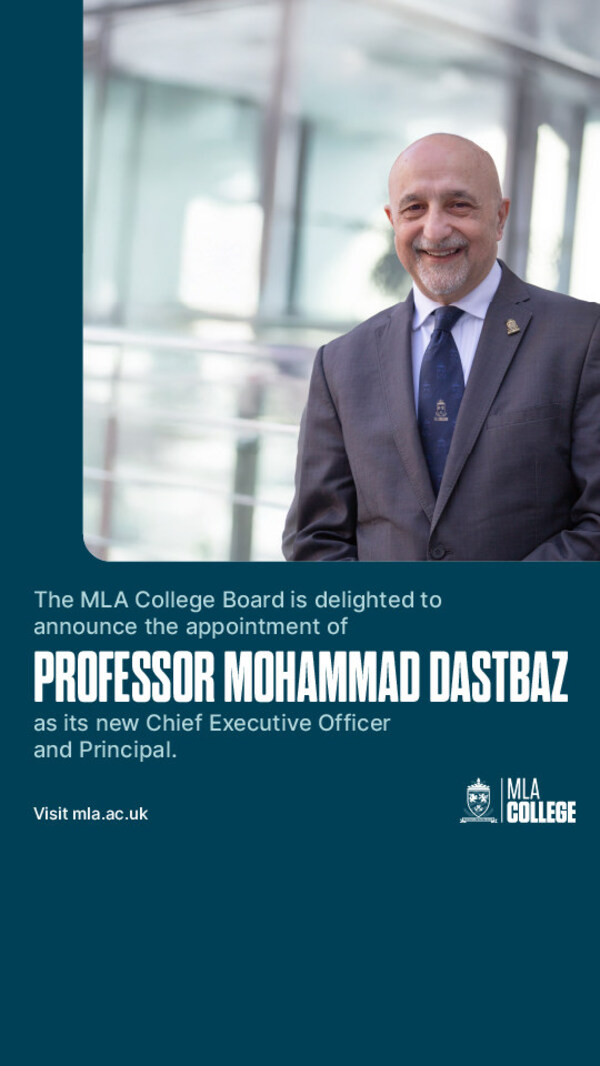 Mohammad Dastbaz 教授獲任命為 MLA College 行政總裁