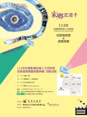 十部影片十種台南  114年社區影像紀錄人才培訓班成果發表會  邀您做伙來看片