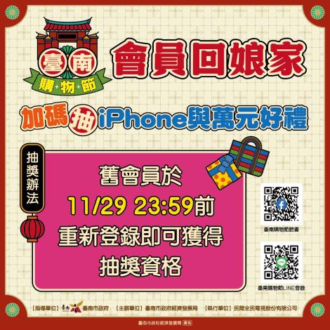 用一萬換更多！臺南購物節限時加碼4倍送　舊會員回娘家再抽iPhon……