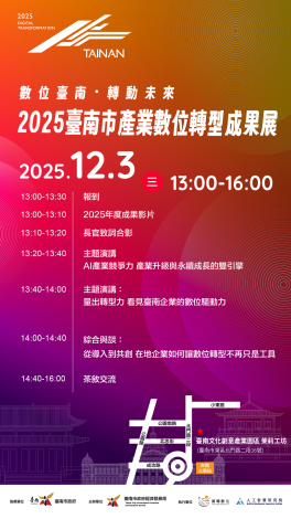 臺南數位轉型新里程！市府攜手多家企業12/03在臺南文創園區共展……