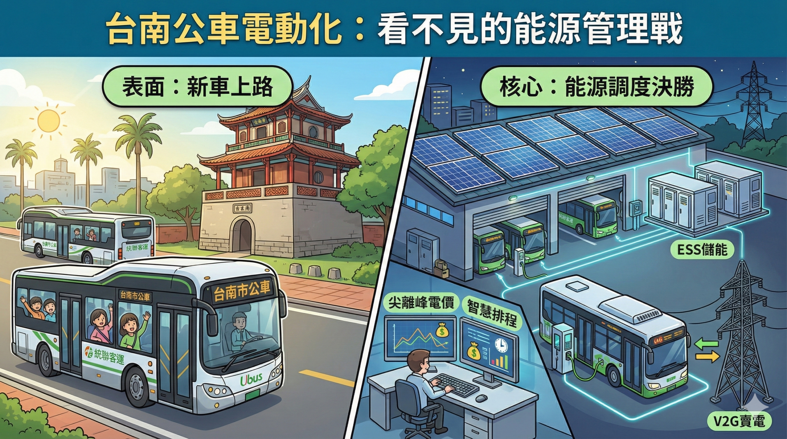 看不見的「充電戰」:台南公車電動化近三成,客運業者如何佈局「……