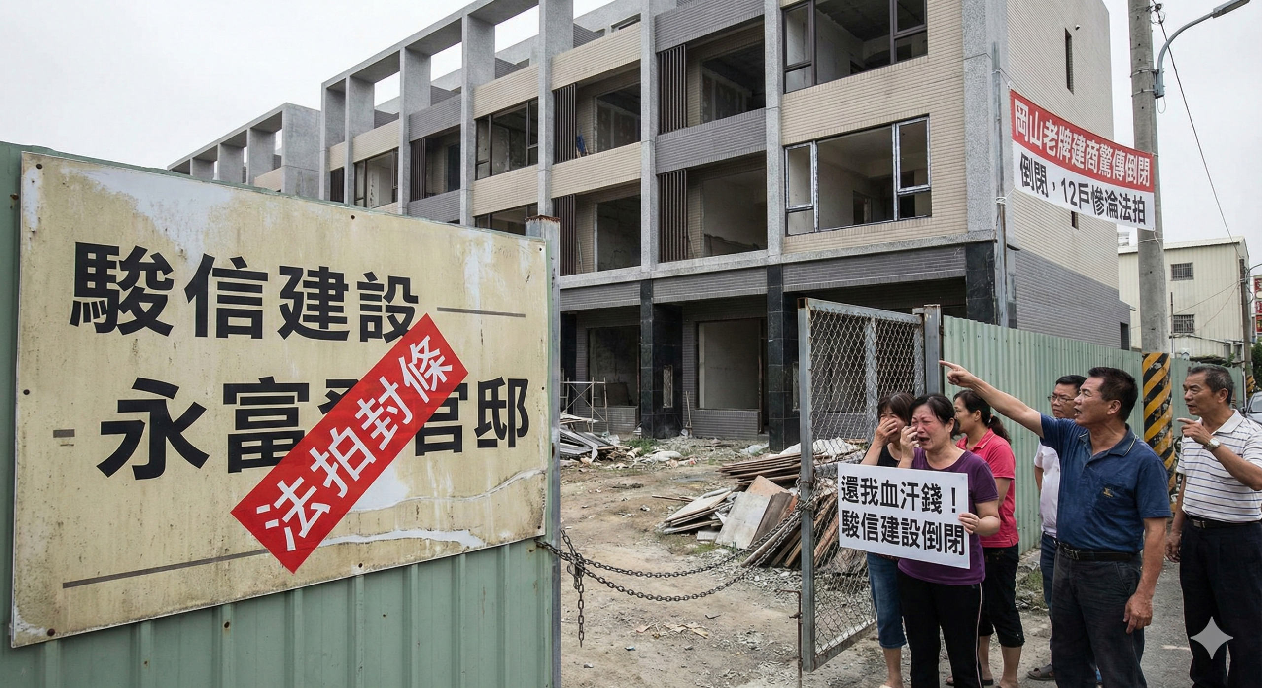 岡山老牌建商驚傳倒閉 永富發官邸12戶慘淪法拍 買家裝潢一半夢……