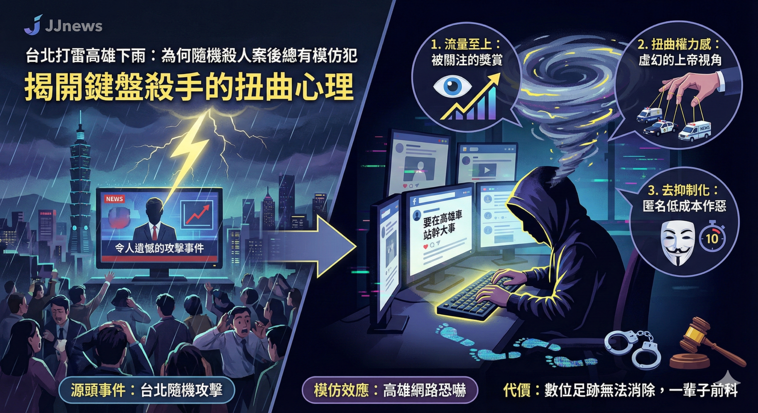 台北打雷高雄下雨　為何隨機殺人案後總有模仿犯　揭開鍵盤殺手的……