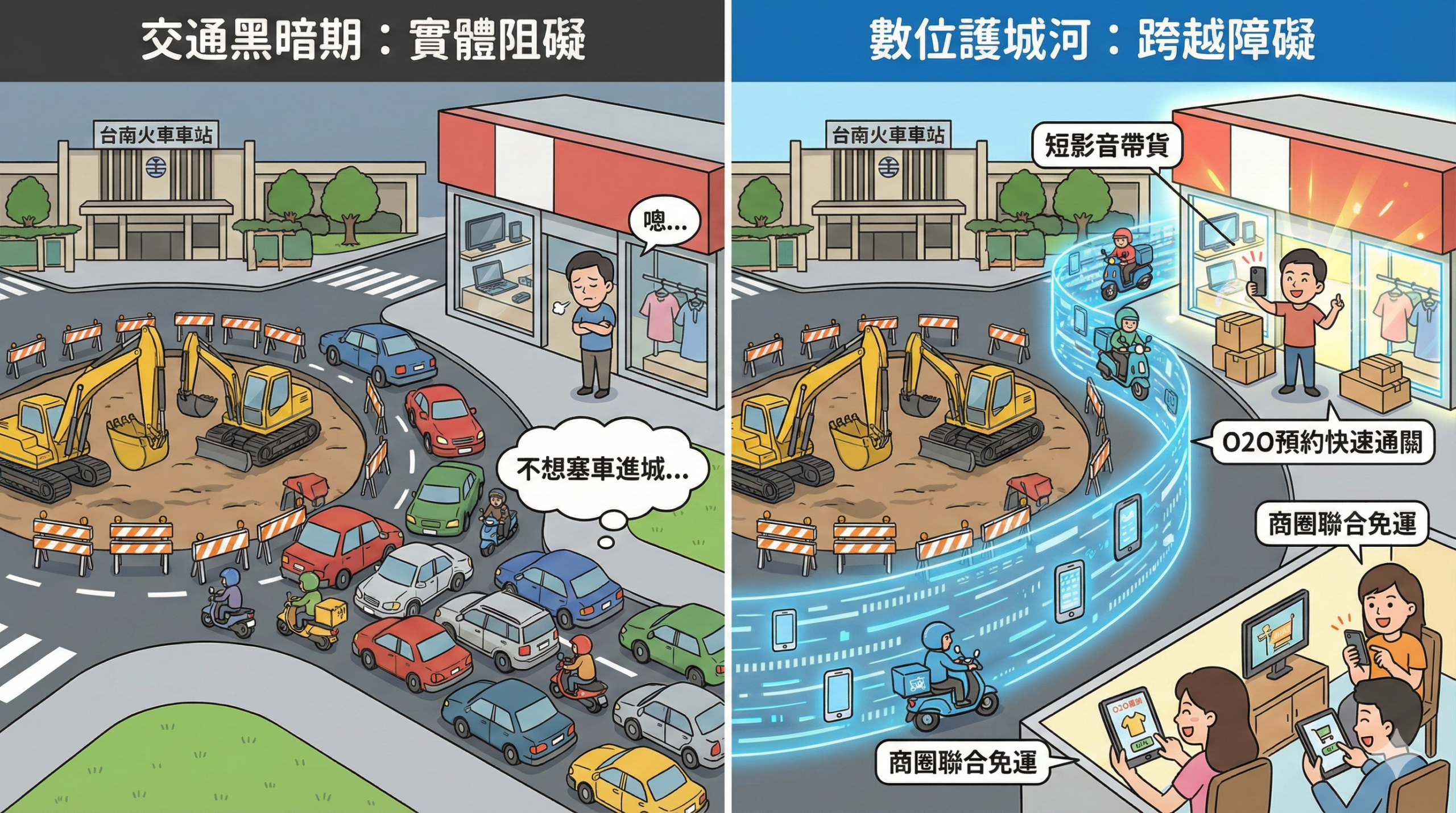 面對兩年交通黑暗期:台南站前商家如何啟動「數位護城河」,留住……