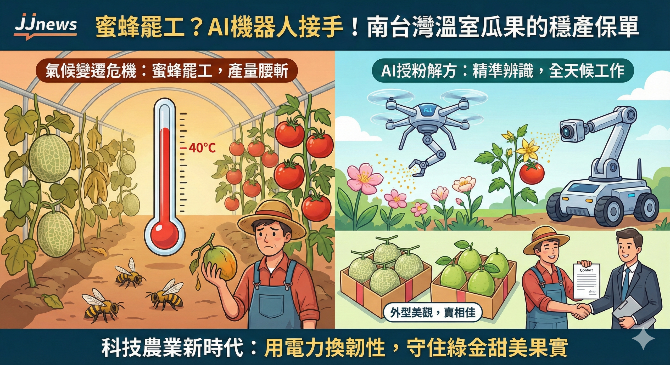 蜜蜂罷工怎麼辦?AI機器人接手授粉工作 高雄與台南溫室瓜果的穩……