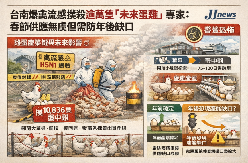 台南爆禽流感撲殺逾萬隻「未來蛋雞」 專家：春節供應無虞但需防……