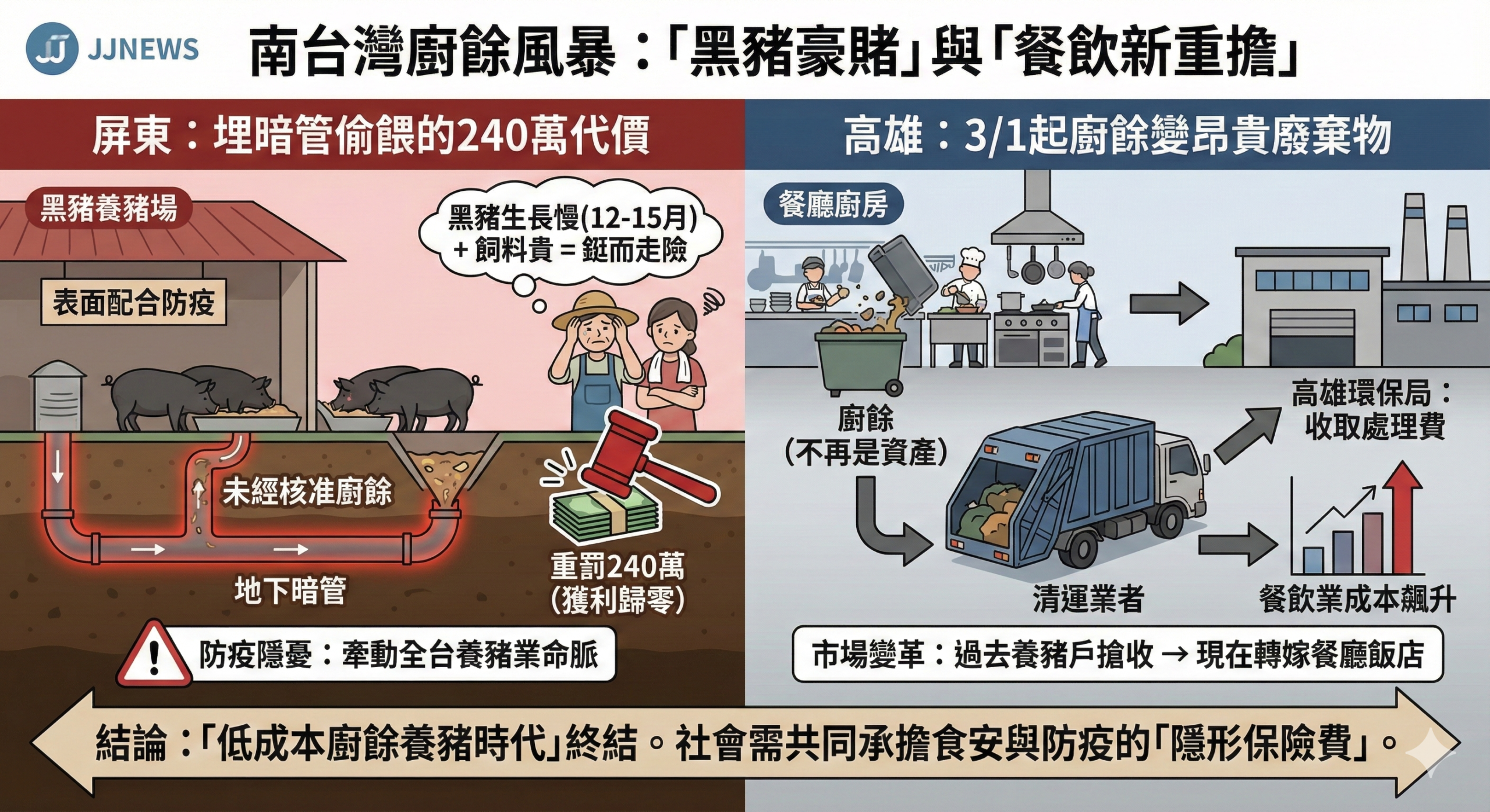 屏東黑豬場的 240 萬豪賭：埋暗管偷餵廚餘，是為了省錢還是「被逼上絕路」？