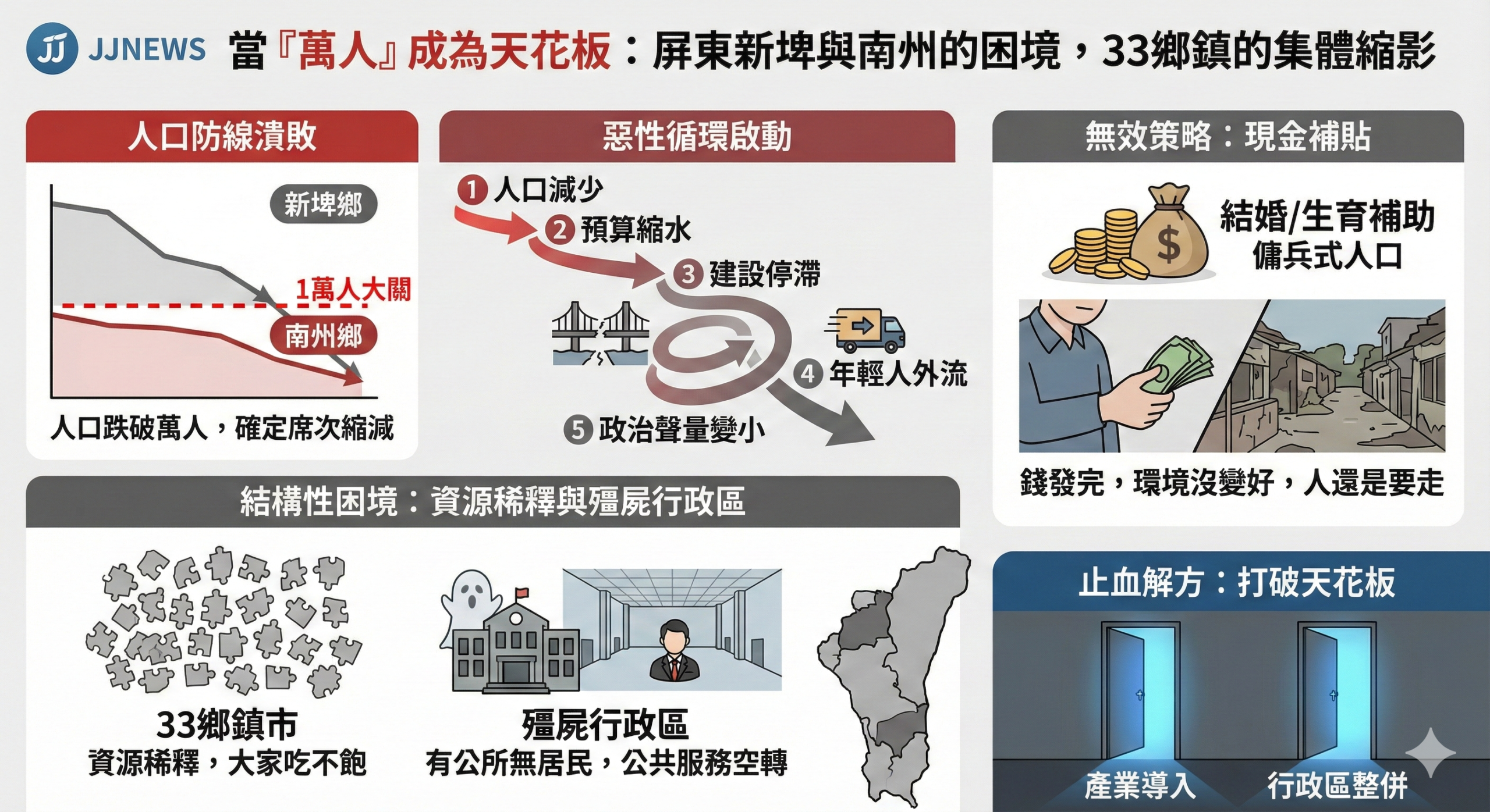 當「萬人」成為天花板：新埤與南州的困境，是屏東 33 鄉鎮的集體……