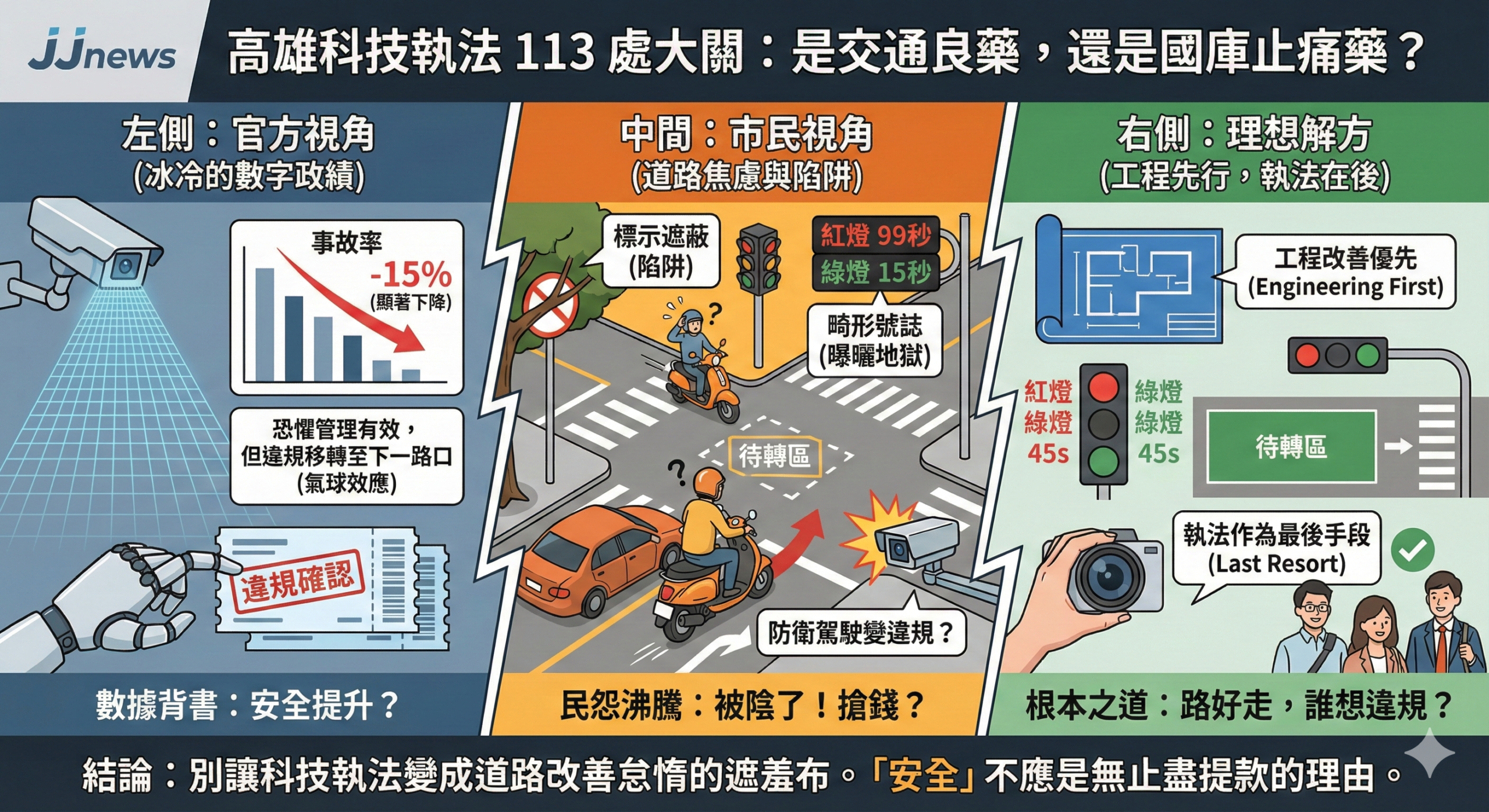 事故少 15% 是真的,民眾喊「搶錢」也是真的!科技執法達 113 處,高雄交通變好還是變恐怖?