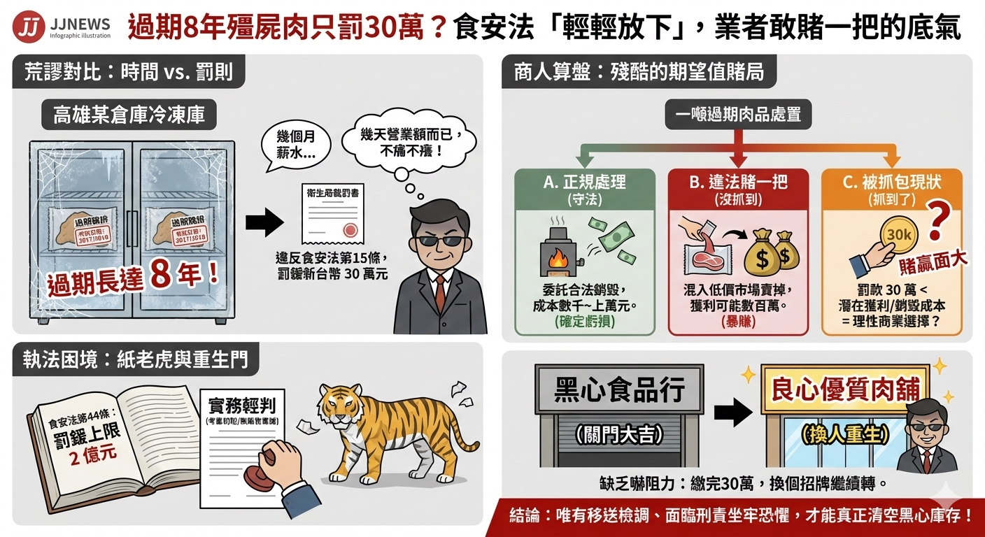 過期 8 年只罰 30 萬？食安法的「重重拿起、輕輕放下」，是業者……