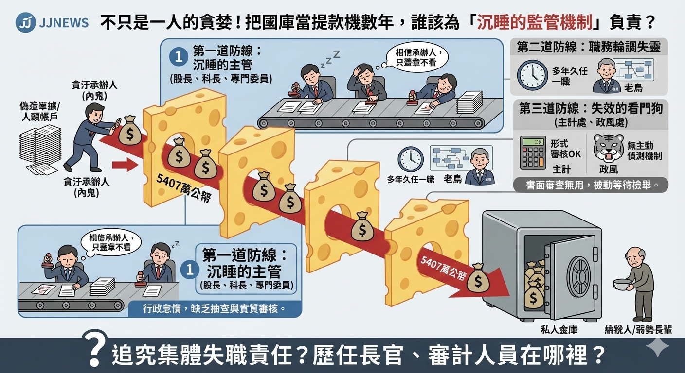 不只是一個人的貪婪！把國庫當提款機數年，誰該為「沉睡的監管機制」負責？