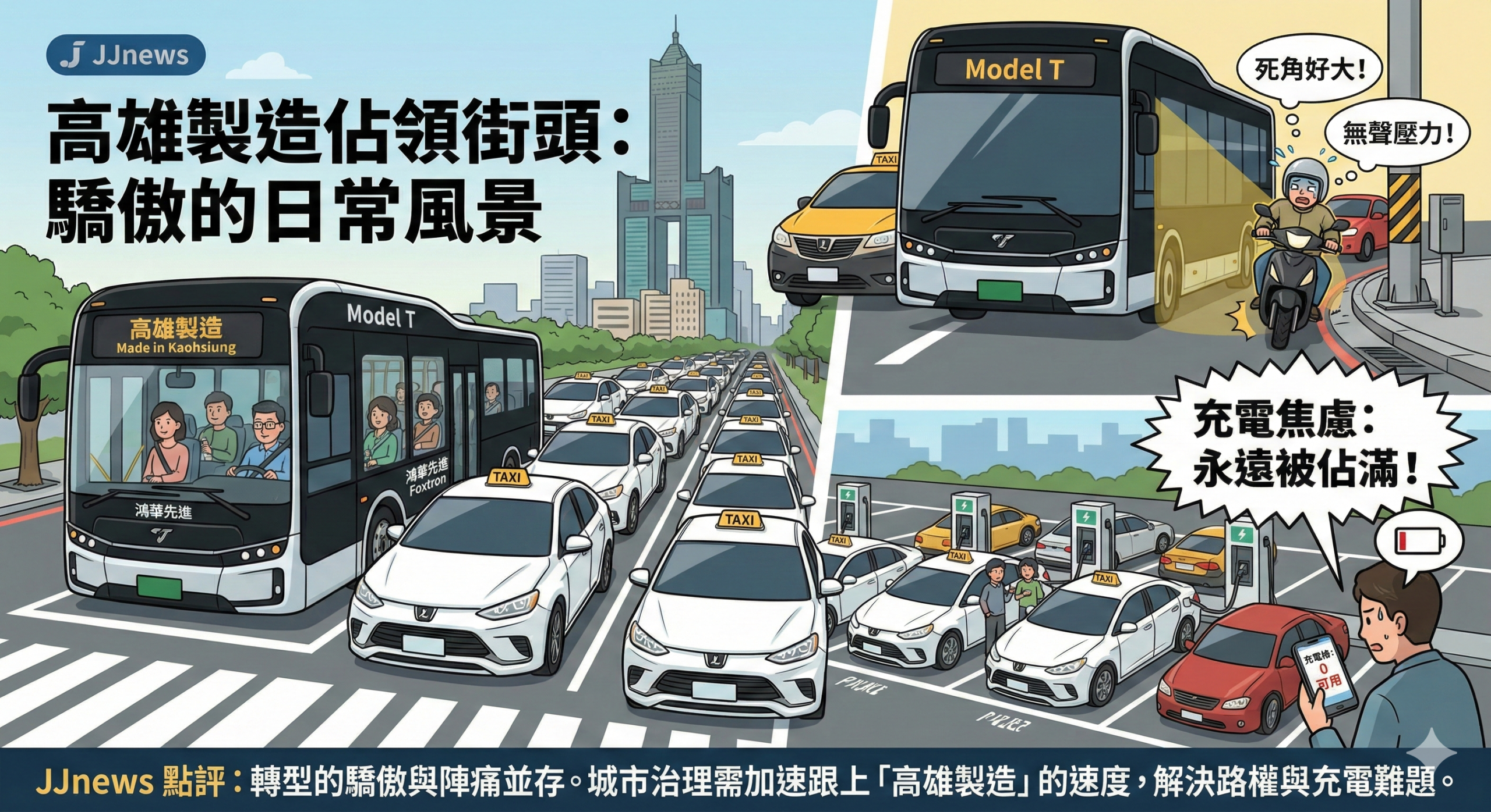 高雄人的驕傲還是路障？Model T 公車滿街跑，Model C 變計程車神……