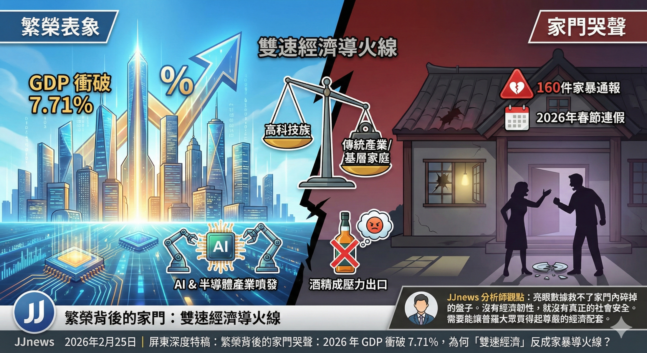 繁榮背後的家門哭聲:2026 年 GDP 衝破 7.71%,為何「雙速經濟」……