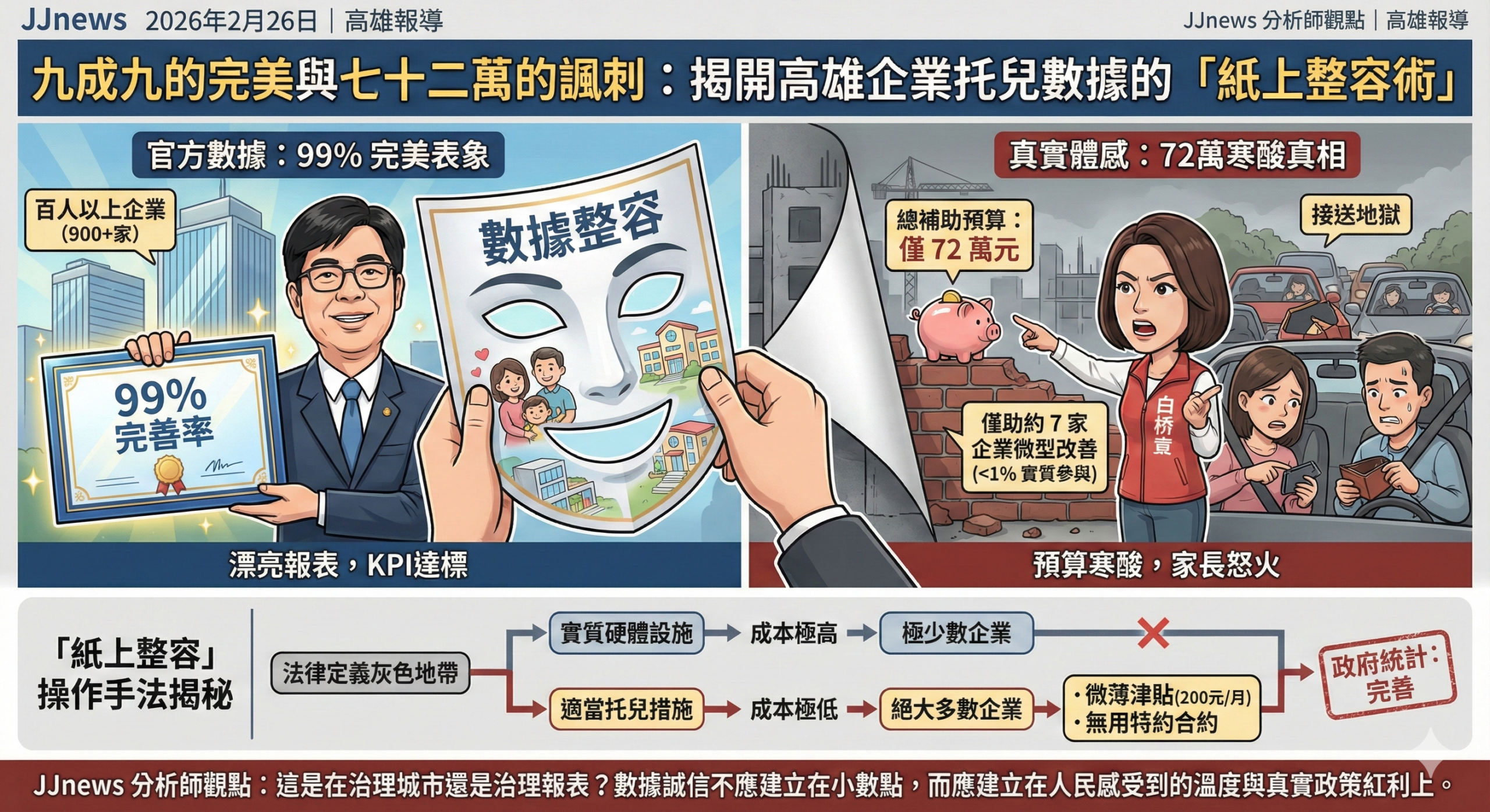 九成九的完美與七十二萬的諷刺:揭開高雄企業托兒數據的「紙上整……