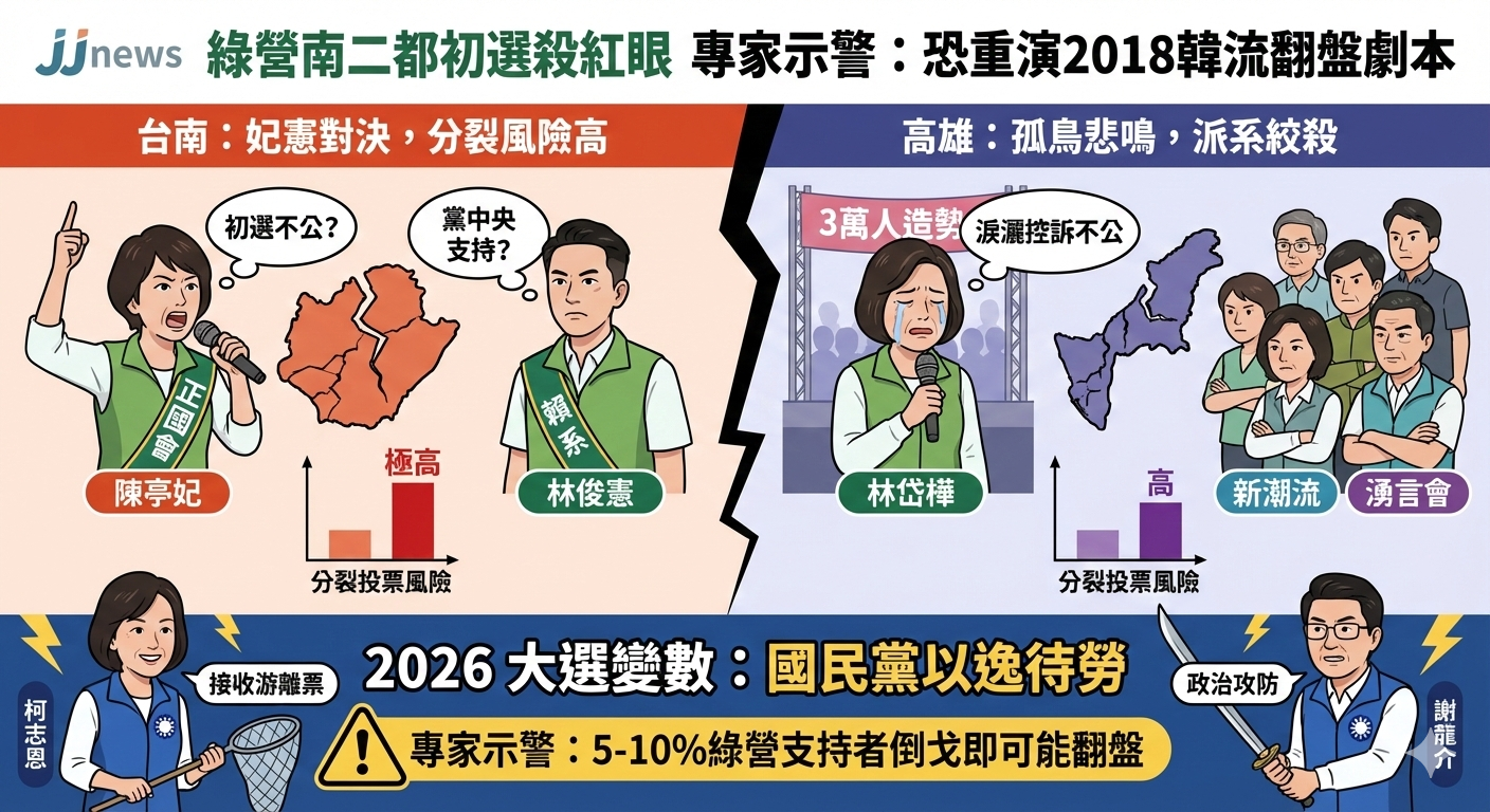 贏了初選輸了大選?綠營南二都殺到刀刀見骨 專家示警:恐重演201……