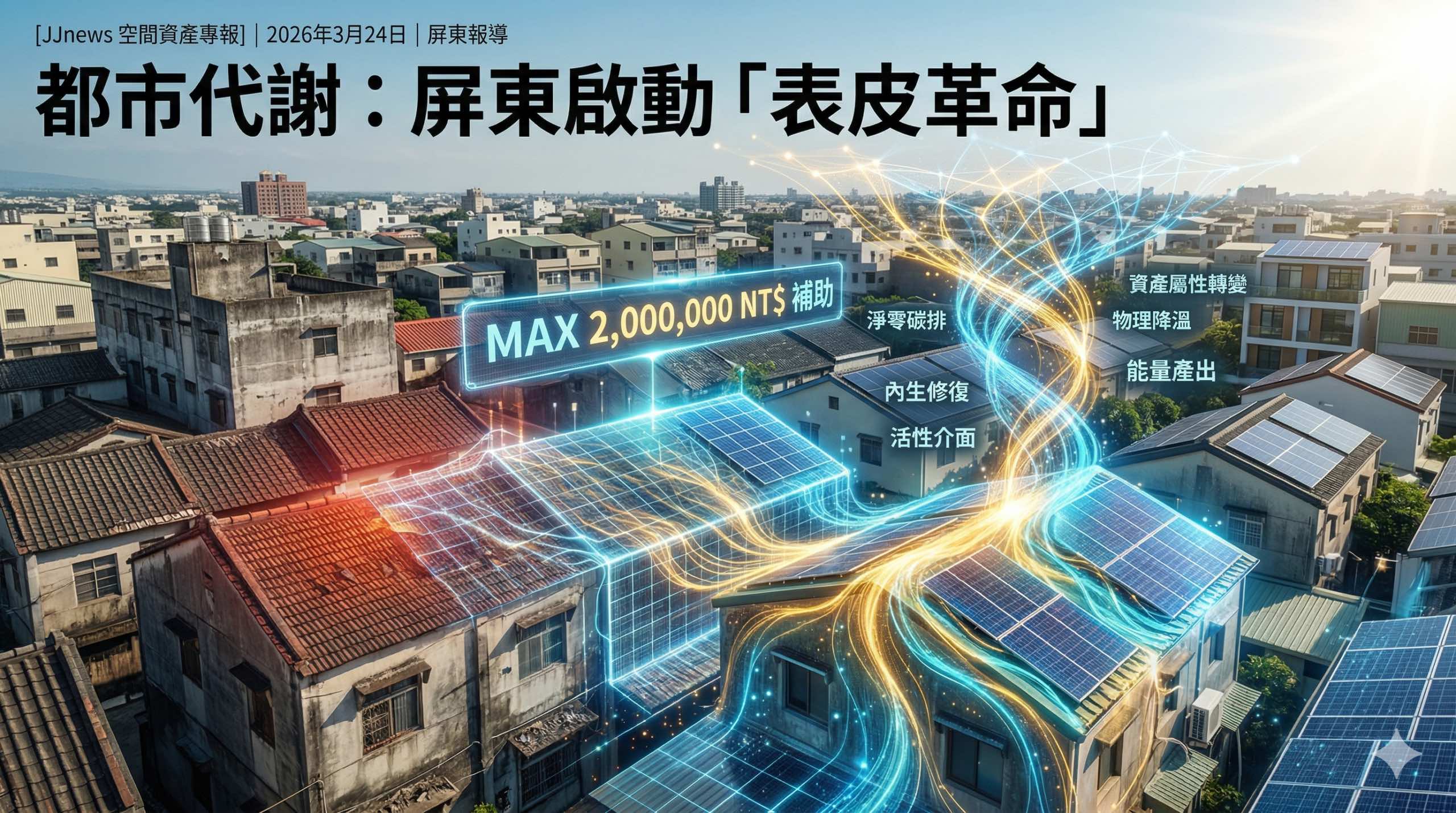 屏東啟動「表皮革命」，家戶屋頂光電最高補助 200 萬元重構老舊建物價值