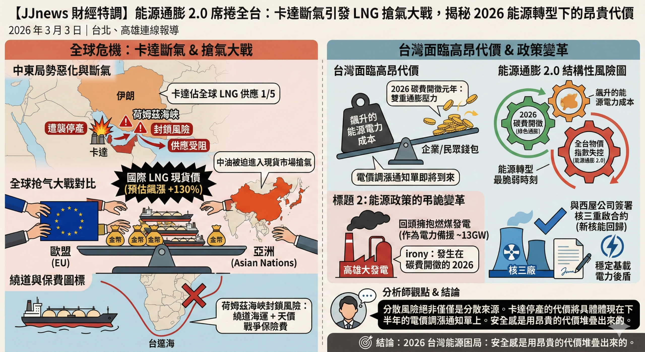 能源通膨 2.0 席捲全台：卡達斷氣引發 LNG 搶氣大戰，揭秘 2026 ……