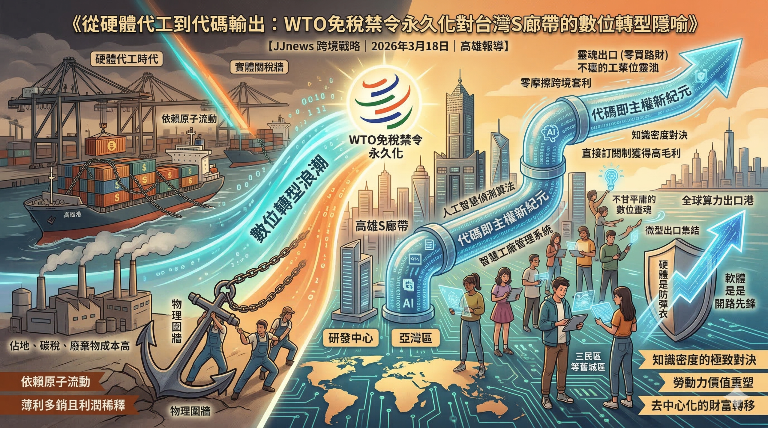 從硬體代工到代碼輸出：WTO免稅禁令永久化對台灣S廊帶的數位轉型……