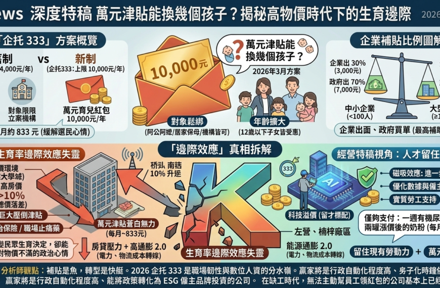 萬元津貼能換幾個孩子？2026 勞動部「企托 33...