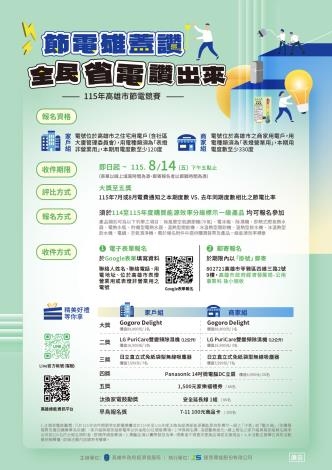 首獎Gogoro等你騎回家 經發局廣邀市民朋友 參與高雄市節電競賽