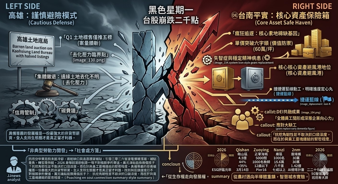 南台灣的「冷熱極兩端」：當 2,000 點股災撞上 6 字頭房價，誰才……