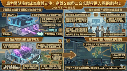 算力緊貼產線成為實體元件 高雄Ｓ廊帶二奈米製程進入零距離時代