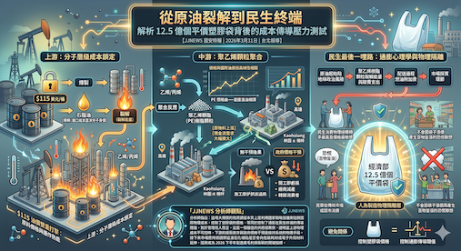從原油裂解到民生終端 解析 12.5 億個平價塑膠袋背後的成本傳導……