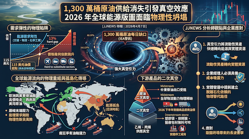 1,300 萬桶原油供給消失引發真空效應 2026 年全球能源版圖面臨物……