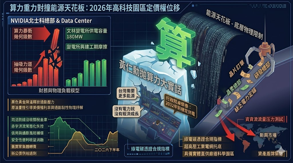 黃仁勳拋算力大實話對撞能源天花板，行政院稱2032年前穩定供電