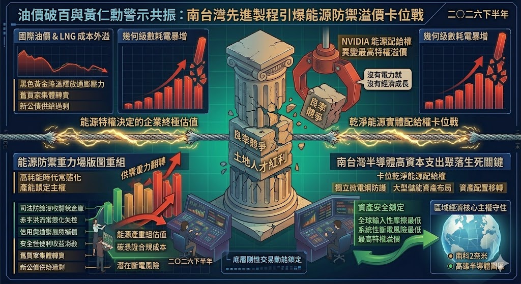 油價破百與黃仁勳警示共振，南台灣先進製程引爆能源防禦溢價卡位……