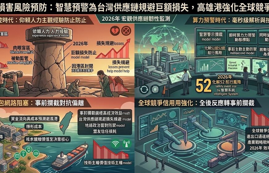 經濟損害風險預防：智慧預警為台灣供應鏈規避巨額損失，高雄港強……