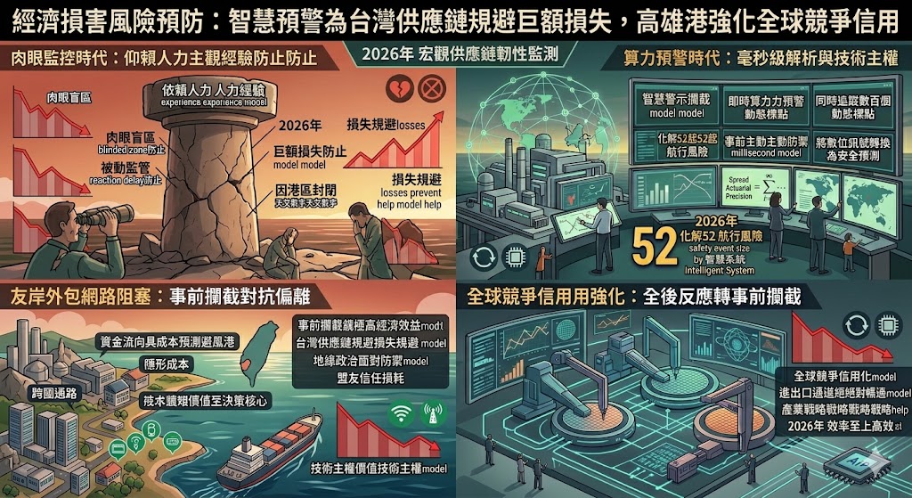 經濟損害風險預防：智慧預警為台灣供應鏈規避巨額損失，高雄港強……