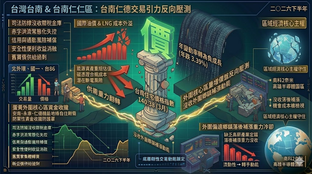 外圍核心區量增價盤反向壓測，台南房價年跌 3.39% 沒收外圍偏遠……