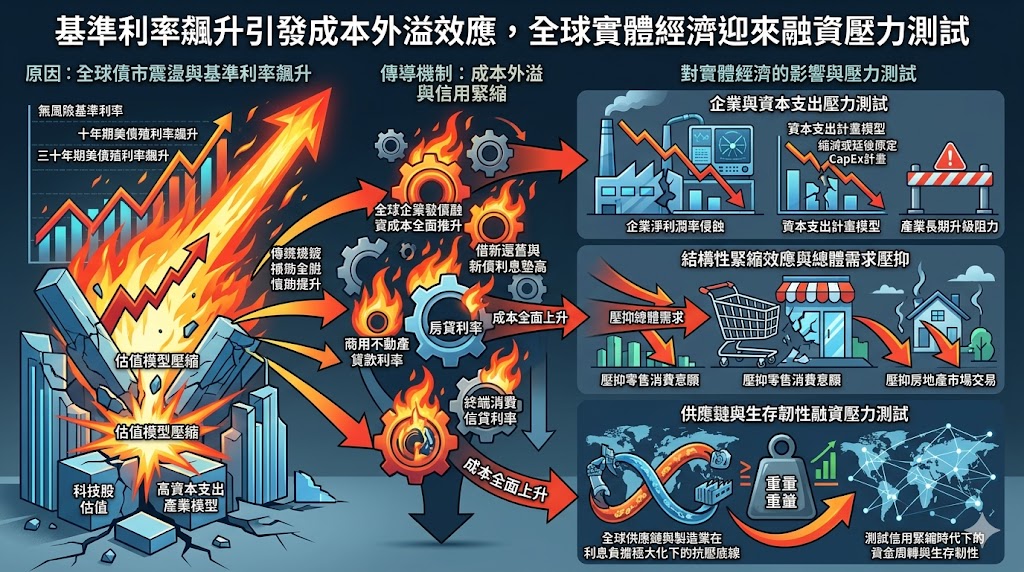 基準利率飆升引發成本外溢效應，全球實體經濟迎來融資壓力測試