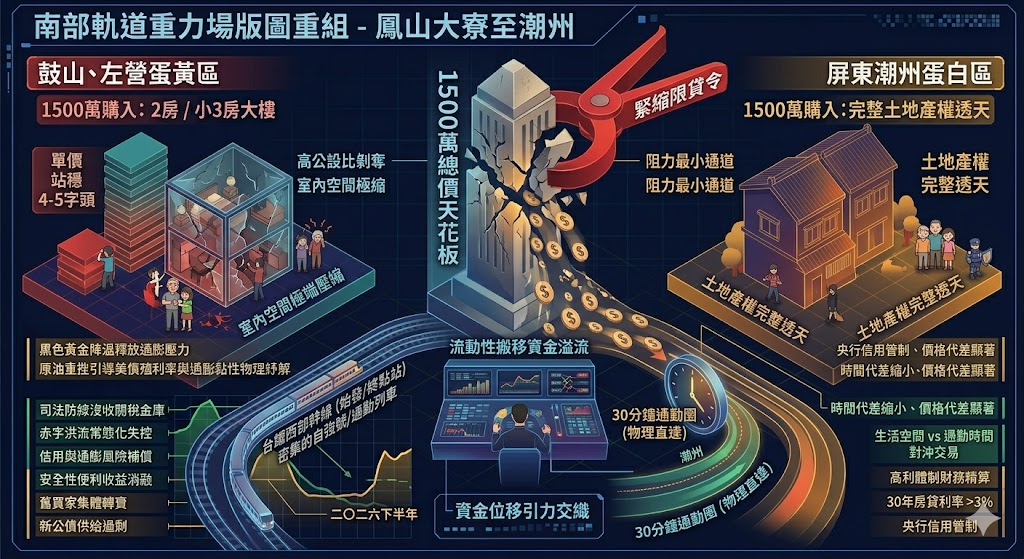 1500萬總價天花板引發流動性搬移，軌道通勤路網擴大鳳山大寮至潮……