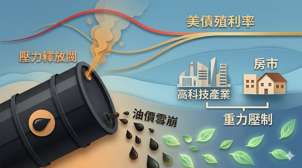 黑色黃金降溫釋放通膨壓力，原油重挫引導美債殖利率與通膨黏性物……