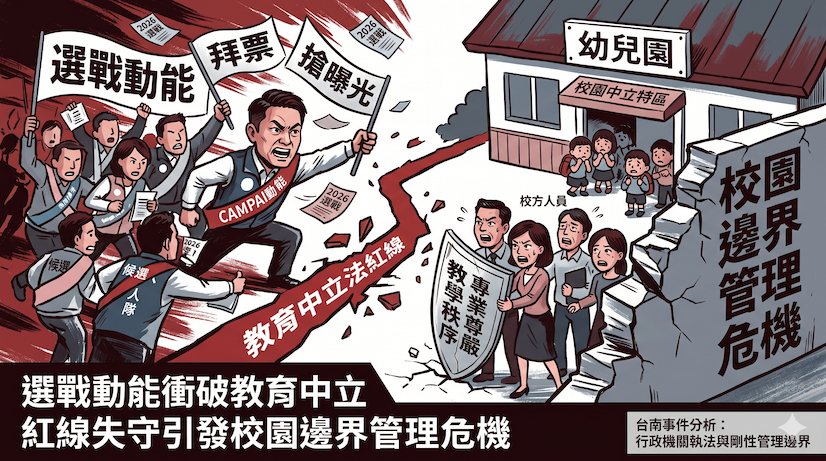 選戰動能衝破教育中立 紅線失守引發校園邊界管理危機