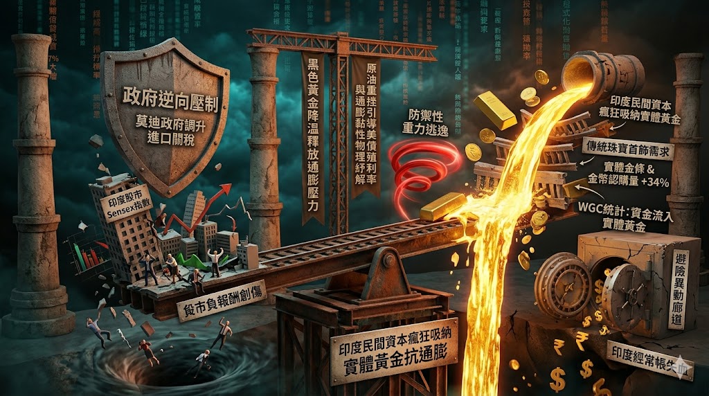 股市負報酬創傷引發重力逃逸，印度民間資本瘋狂吸納實體黃金抗通……