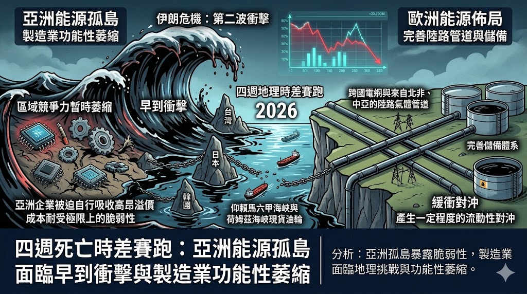 四週死亡時差賽跑：亞洲能源孤島面臨早到衝擊與製造業功能性萎縮