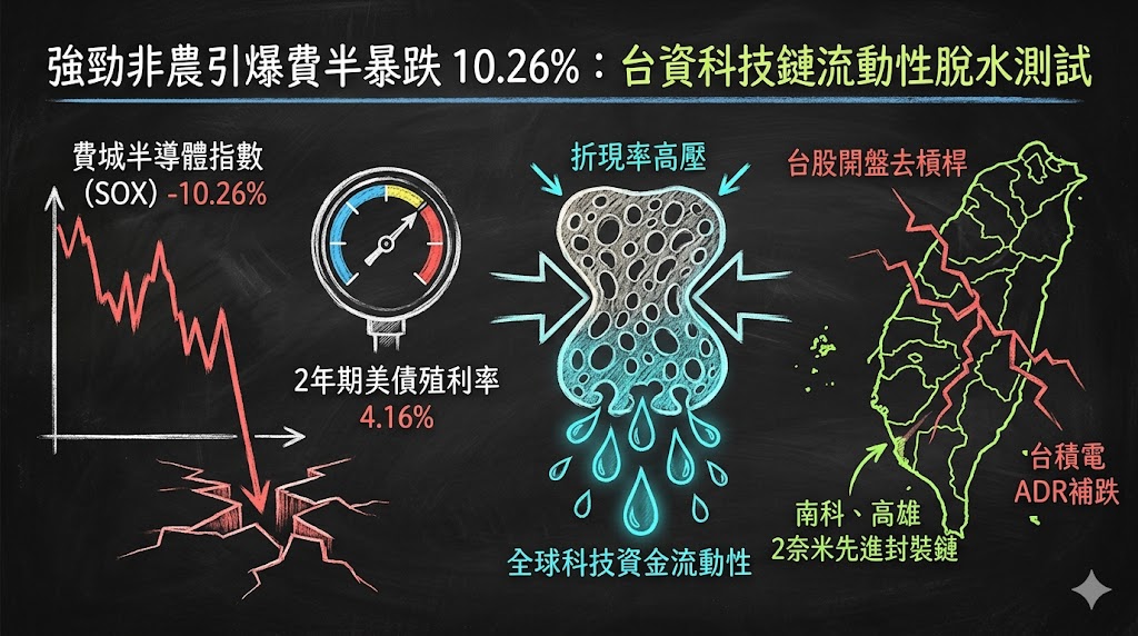 強勁非農引爆費半暴跌 10.26%，折現率屠殺下台資科技鏈驚迎流動……