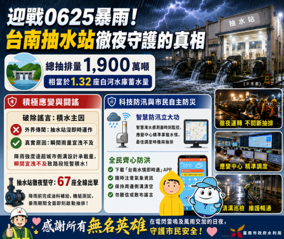 迎戰暴雨！台南67座抽水站全線堅守崗位 抽排量達到驚人的1,900……