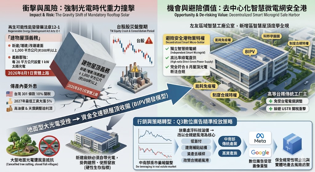 屋頂光電 8 月強制上路撞擊台股盤整期，南台灣智慧低碳廠辦定錨……