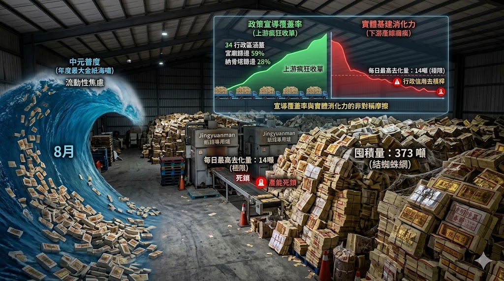 政策宣導成功卻引爆基建擠兌,台南清明 373 噸紙錢囤積城西爐面……