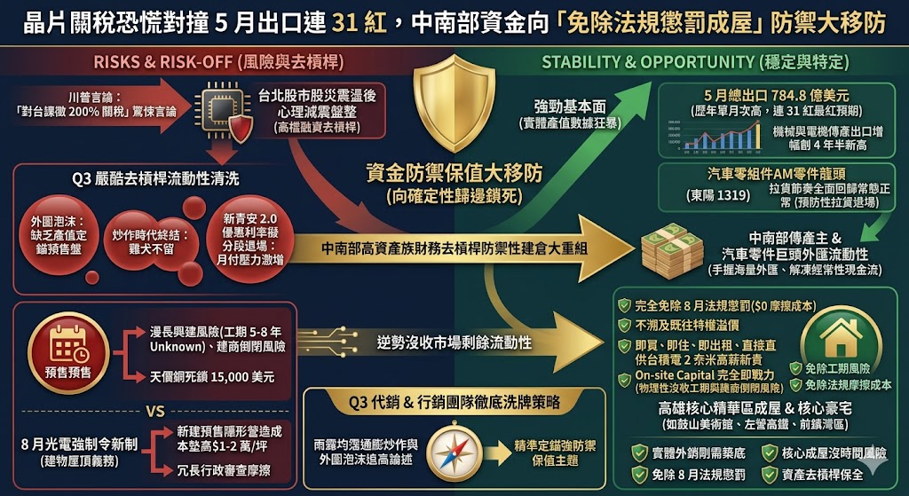 晶片關稅恐慌對撞 5 月出口連 31 紅，中南部資金向「免除法規懲……