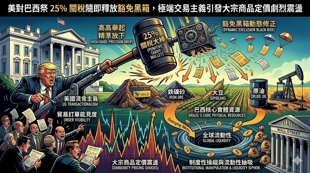 美對巴西祭 25% 關稅隨即釋放豁免黑箱，極端交易主義引發大宗商……