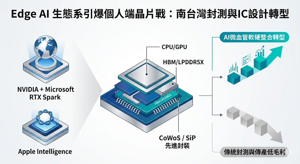 Edge AI 生態系引爆個人端晶片戰，南台灣封測與 IC 設計微血管全……