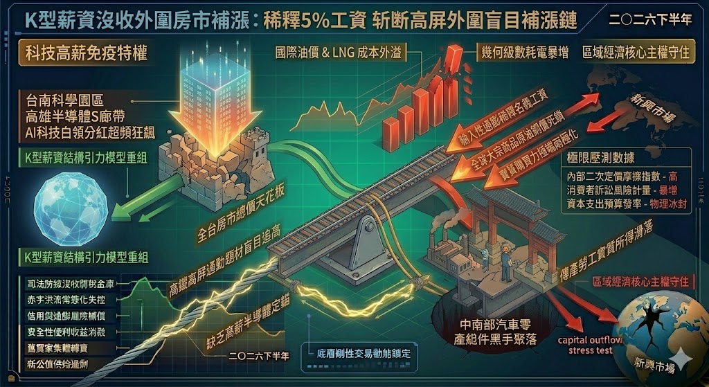 最低工資調升 5% 難敵通膨稀釋,K 型薪資結構沒收高屏外圍房市補……