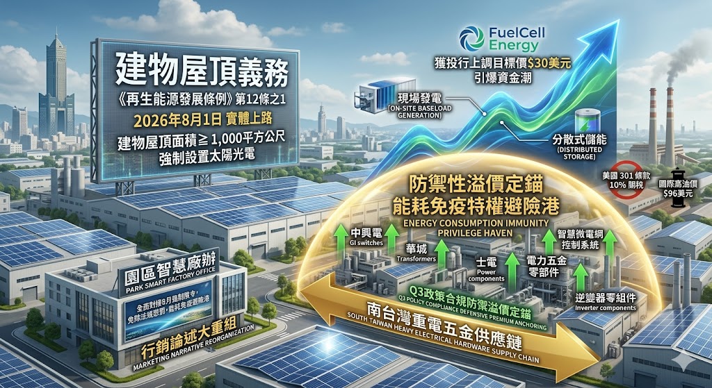 美氫能燃料電池暴衝共振屋頂光電強制限令,南台灣重電五金供應鏈……