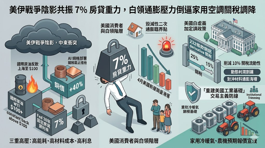 美伊戰爭陰影共振 7% 房貸重力，白領通膨壓力倒逼家用空調關稅調……
