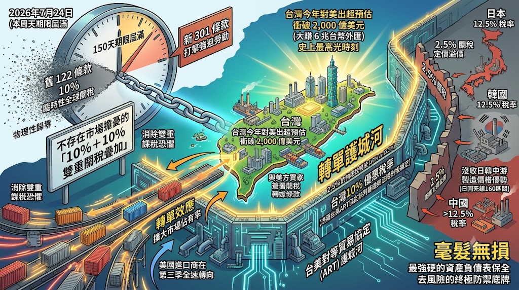 122 條款歸零無縫轉軌 301,台灣 10% 關稅優於日韓 12.5% 築起轉……